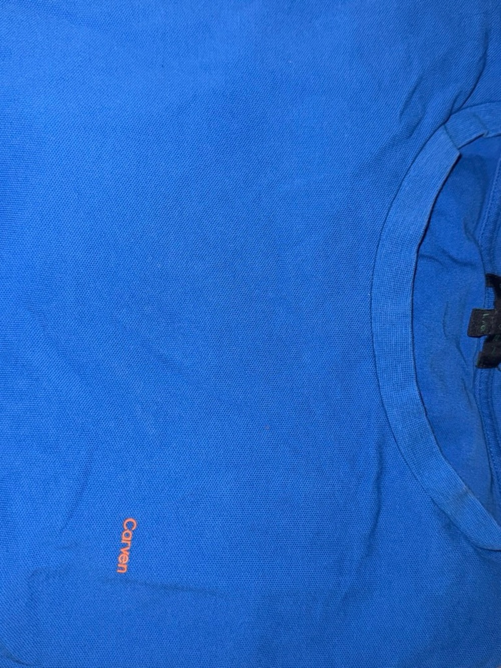 Carven Men’s Bright Blue Short-Sleeve Polo with Orange Logo